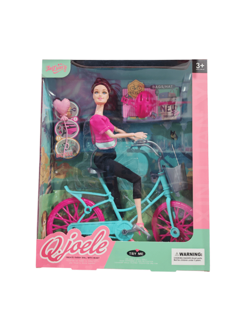 Muñeca con bicicleta con accesorio 26x28x9cm $21500