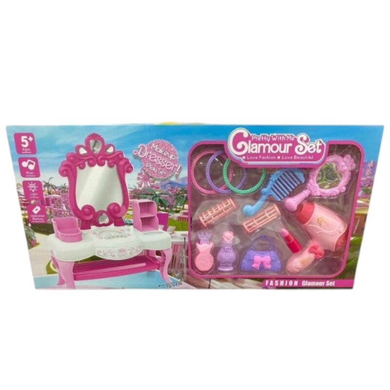 Set peluqueria luz+musica+mesa de belleza 52x25cm $23500 